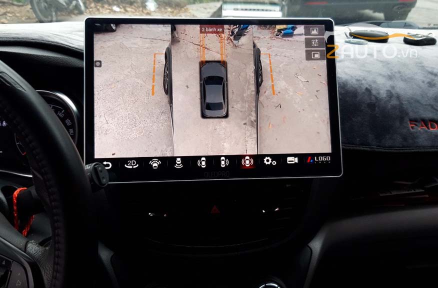 Màn android 13 inch liền camera 360 độ xe Fadil
