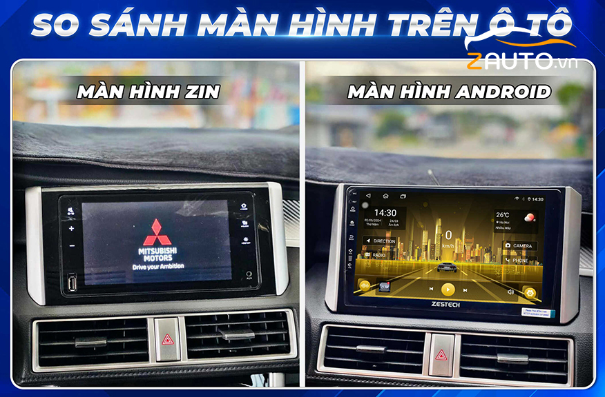 So sánh màn hình android ô tô với màn hình zin trên xe hơi
