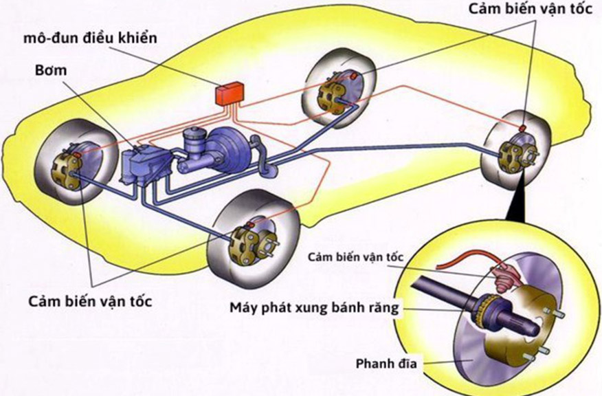 Cấu tạo hệ thống phanh ABS trên ô tô