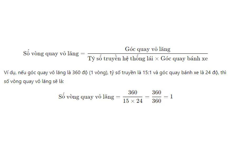 Công thức tính vòng quay vô lăng