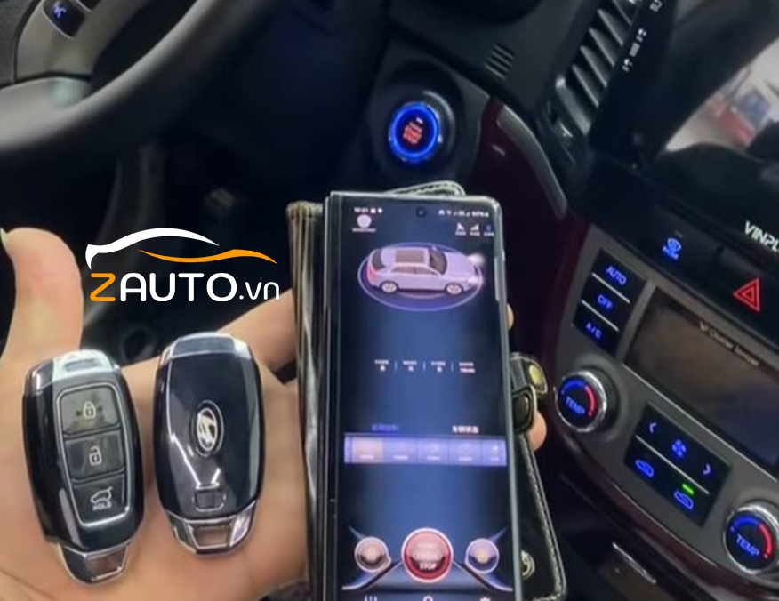 Lắp đề nổ chìa khóa Smartkey xe Hyundai SantaFe tại Bình Dương