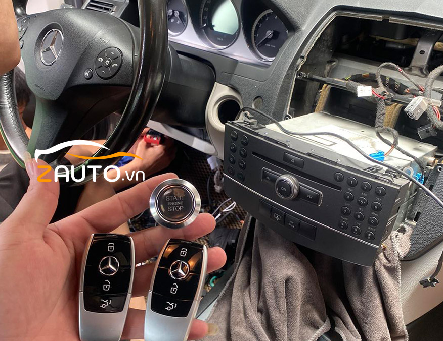 Lắp nút đề nổ Start/Stop Smartkey xe Mercedes C300