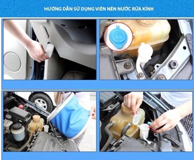 1 Viên sủi rửa kính xe ô tô hòa tan với 4 lít nước sạch