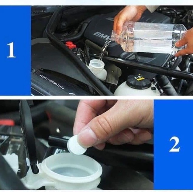 1 Viên sủi rửa kính xe ô tô hòa tan với 4 lít nước sạch