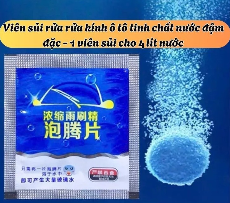 1 Viên sủi rửa kính xe ô tô hòa tan với 4 lít nước sạch