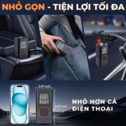 Bơm lốp ô tô Wisezen điện xe máy đạp bóng thông minh di động đồng hồ điện tử hiển thị áp suất