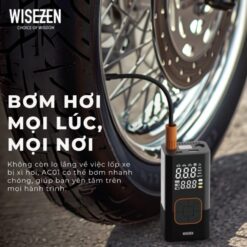 Bơm lốp ô tô Wisezen điện xe máy đạp bóng thông minh di động đồng hồ điện tử hiển thị áp suất