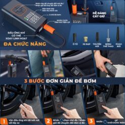 Bơm lốp ô tô Wisezen điện xe máy đạp bóng thông minh di động đồng hồ điện tử hiển thị áp suất