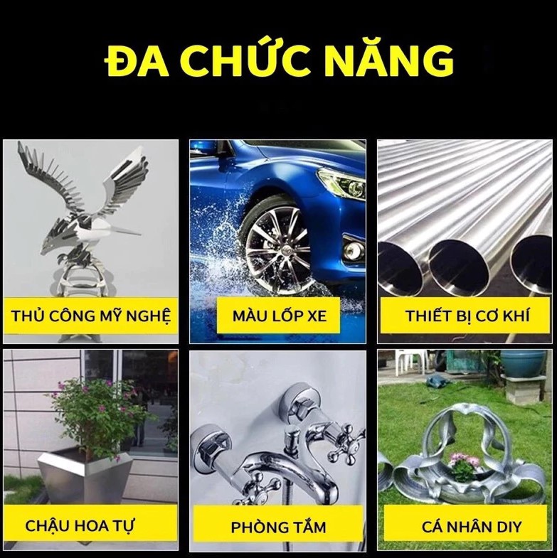 Chai Sơn Bạc Mạ Crom Sơn Xịt Mạ Chrome Sáng Bóng 350ml - Chai Sơn mạ Siêu Bóng - Sơn Xe