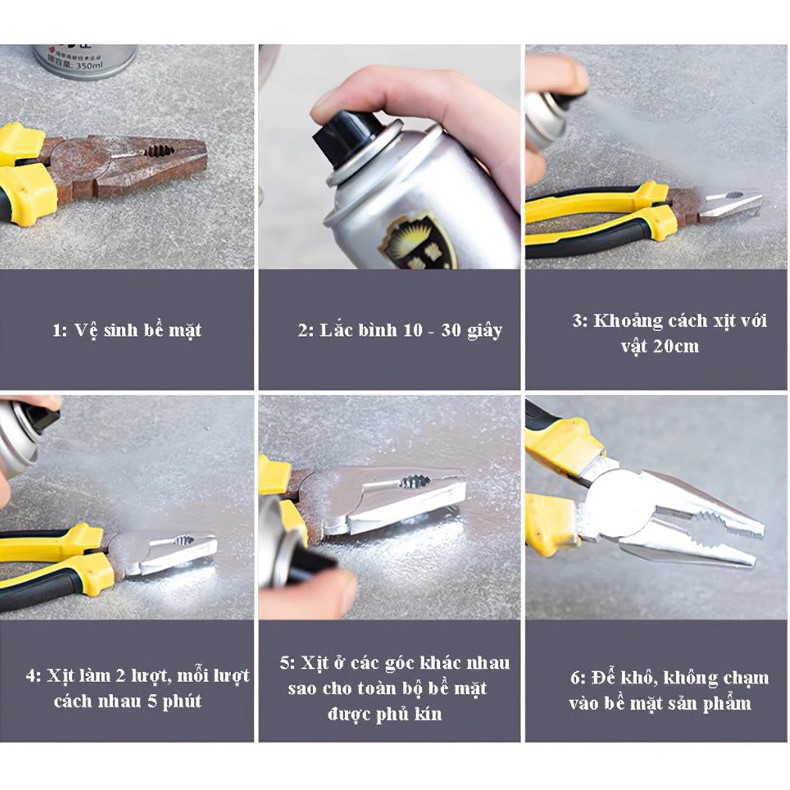 Chai Sơn Bạc Mạ Crom Sơn Xịt Mạ Chrome Sáng Bóng 350ml - Chai Sơn mạ Siêu Bóng - Sơn Xe