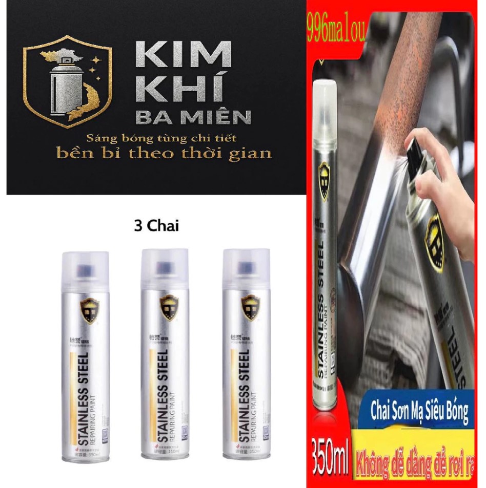 Chai Sơn Bạc Mạ Crom Sơn Xịt Mạ Chrome Sáng Bóng 350ml - Chai Sơn mạ Siêu Bóng - Sơn Xe