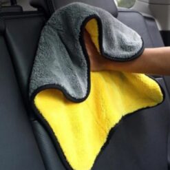 Khăn lau ô tô xe hơi đa năng Microfiber màu vàng 2 lớp cao cấp khăn lau bếp lau kính siêu sạch siêu thấm hút