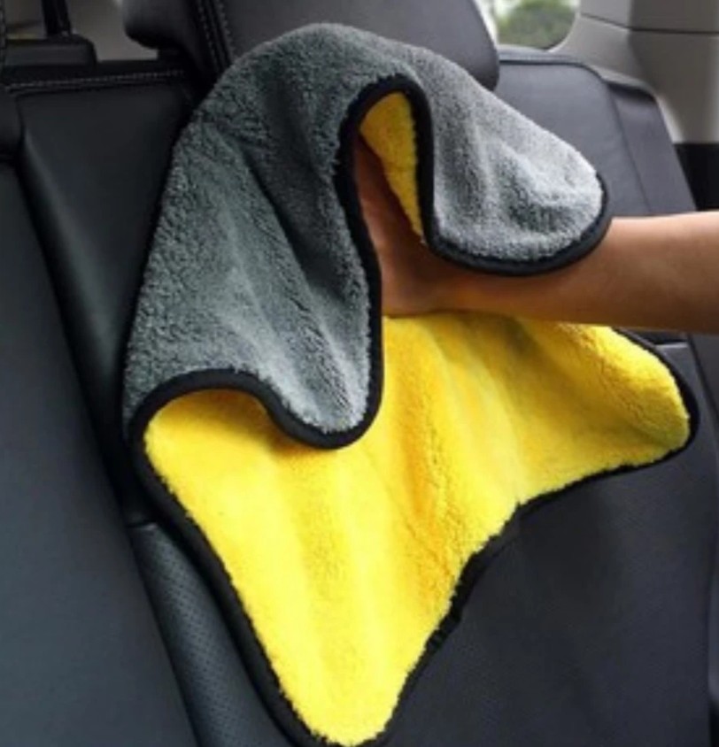 Khăn lau ô tô xe hơi đa năng Microfiber màu vàng 2 lớp cao cấp khăn lau bếp lau kính siêu sạch siêu thấm hút