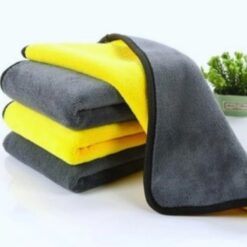 Khăn lau ô tô xe hơi đa năng Microfiber màu vàng 2 lớp cao cấp khăn lau bếp lau kính siêu sạch siêu thấm hút