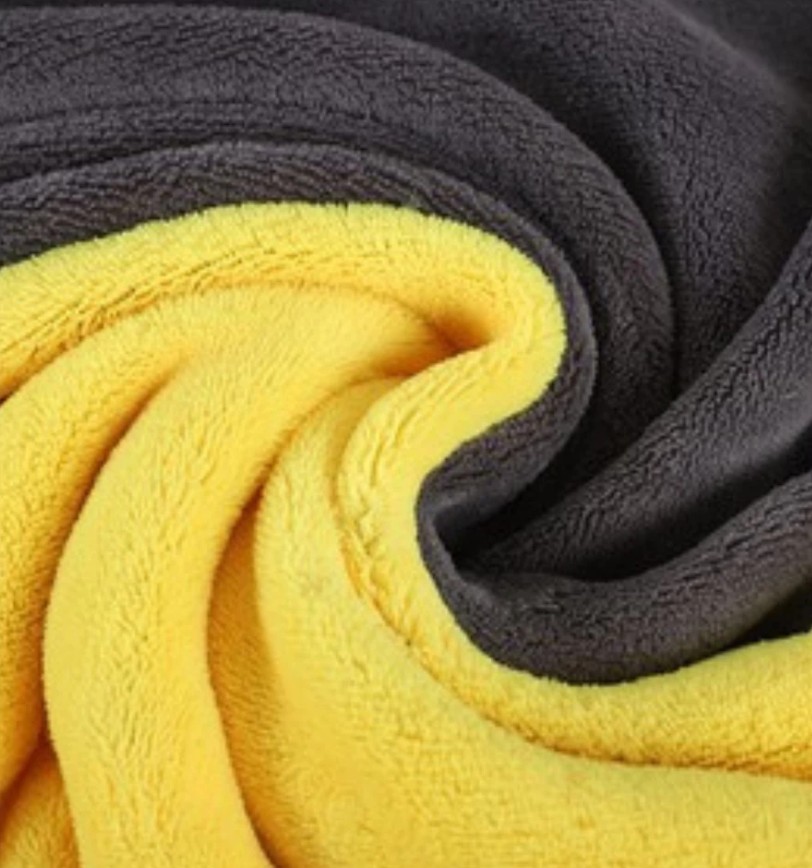 Khăn lau ô tô xe hơi đa năng Microfiber màu vàng 2 lớp cao cấp khăn lau bếp lau kính siêu sạch siêu thấm hút