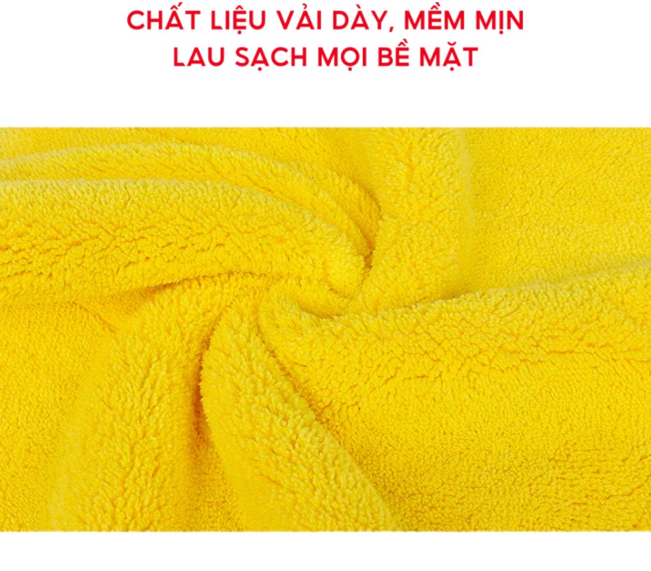Khăn Lau Rửa Xe Ô Tô Chuyên Dụng Microfiber Đa Năng Khăn Dày Mịn Siêu Thấm Hút Không Sơ Rối 2 Lớp