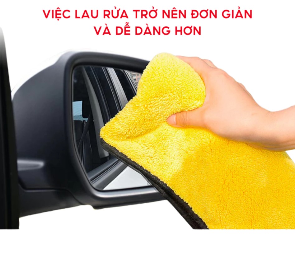 Khăn Lau Rửa Xe Ô Tô Chuyên Dụng Microfiber Đa Năng Khăn Dày Mịn Siêu Thấm Hút Không Sơ Rối 2 Lớp