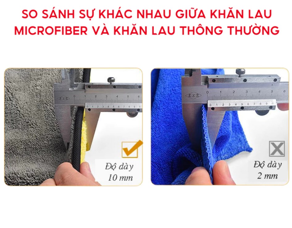 Khăn Lau Rửa Xe Ô Tô Chuyên Dụng Microfiber Đa Năng Khăn Dày Mịn Siêu Thấm Hút Không Sơ Rối 2 Lớp