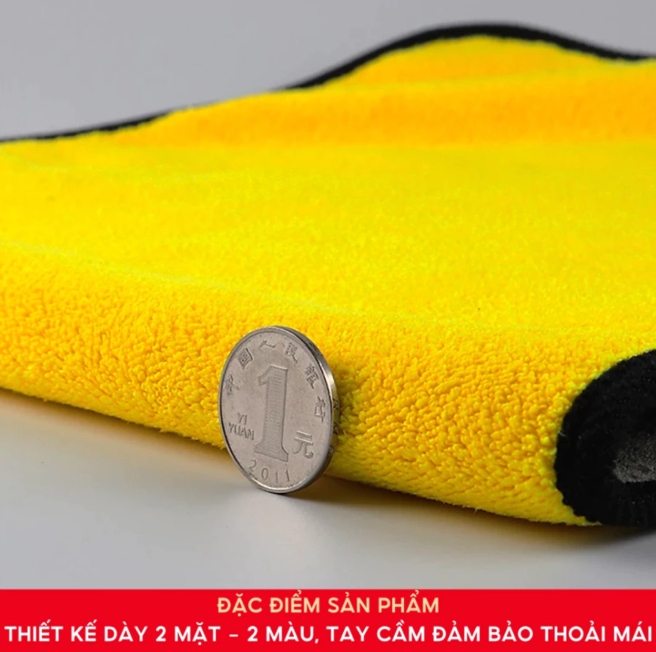 Khăn Lau Rửa Xe Ô Tô Chuyên Dụng Microfiber Đa Năng Khăn Dày Mịn Siêu Thấm Hút Không Sơ Rối 2 Lớp