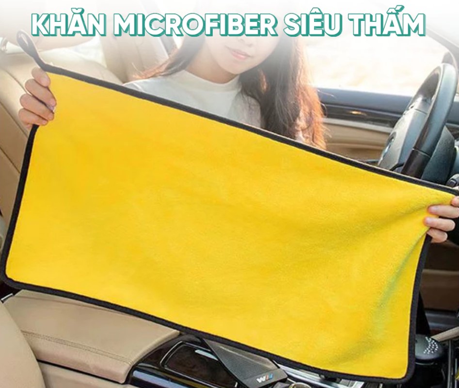 Khăn lau xe chuyên dụng Chính Hãng UHERO chất Liệu MICROFIBER siêu thấm hút mềm mại, sạch sẽ an toàn bề mặt xe