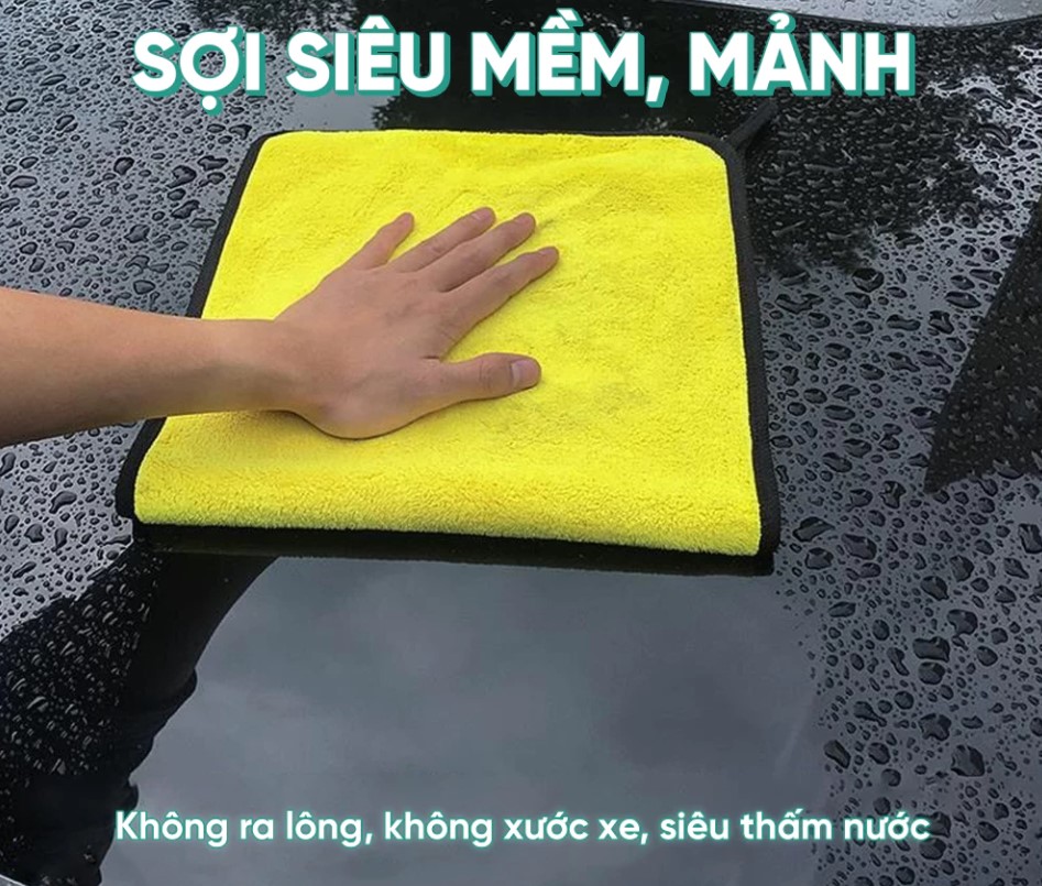 Khăn lau xe chuyên dụng Chính Hãng UHERO chất Liệu MICROFIBER siêu thấm hút mềm mại, sạch sẽ an toàn bề mặt xe