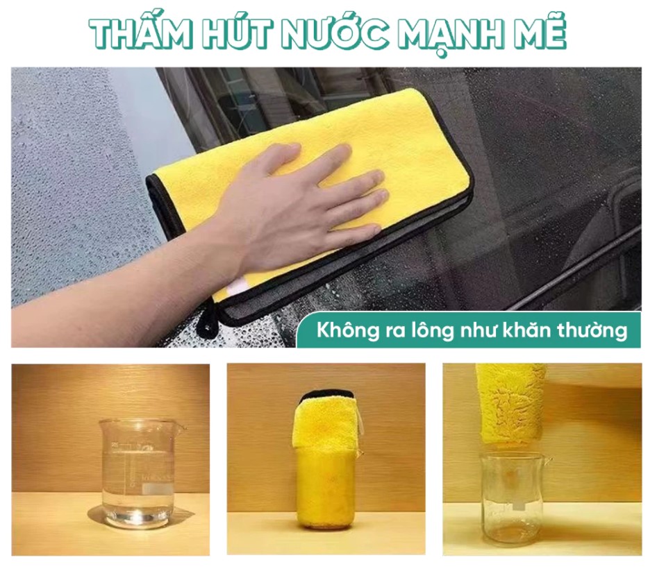 Khăn lau xe chuyên dụng Chính Hãng UHERO chất Liệu MICROFIBER siêu thấm hút mềm mại, sạch sẽ an toàn bề mặt xe