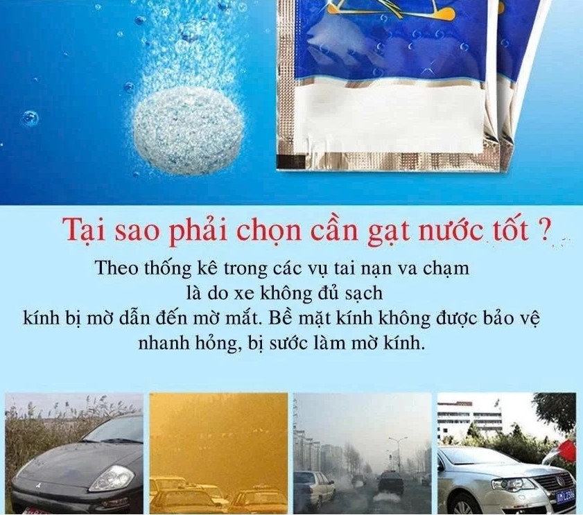 Viên sủi rửa kính ô tô XCHAT làm sạch mọi vết bẩn trên kính lái ô tô cao cấp