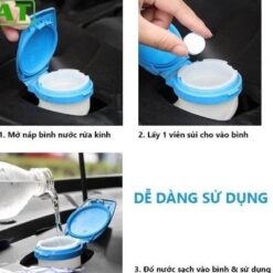 200 Viên Sủi Rửa Kính Ô TÔ – Siêu Đậm Đặc, 1 Viên Pha 4 Lít, Nước Xanh, Bọt Nhiều, Sạch Bóng Kính Lái
