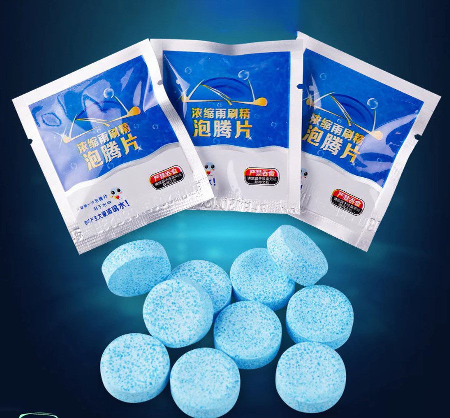 200 Viên Sủi Rửa Kính Ô TÔ – Siêu Đậm Đặc, 1 Viên Pha 4 Lít, Nước Xanh, Bọt Nhiều, Sạch Bóng Kính Lái