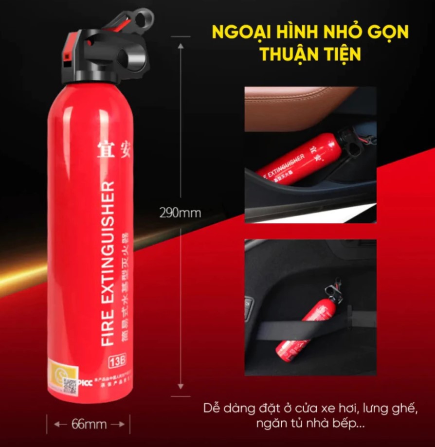 Bình Bọt Fom Kèm Búa Phá Kính Cầm Tay Đa Năng Cứu Hộ Khẩn Cấp Trên Xe Ô tô