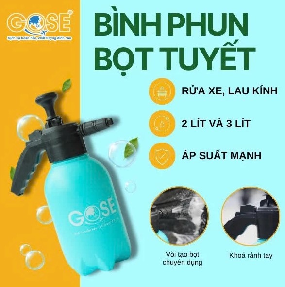 Bình Xịt Bọt Tuyết GOSE 2L/3L – Bình Phun Áp Suất Mạnh, Siêu Bền, Chuyên Dụng Cho Rửa Xe Ô Tô, Xe Máy