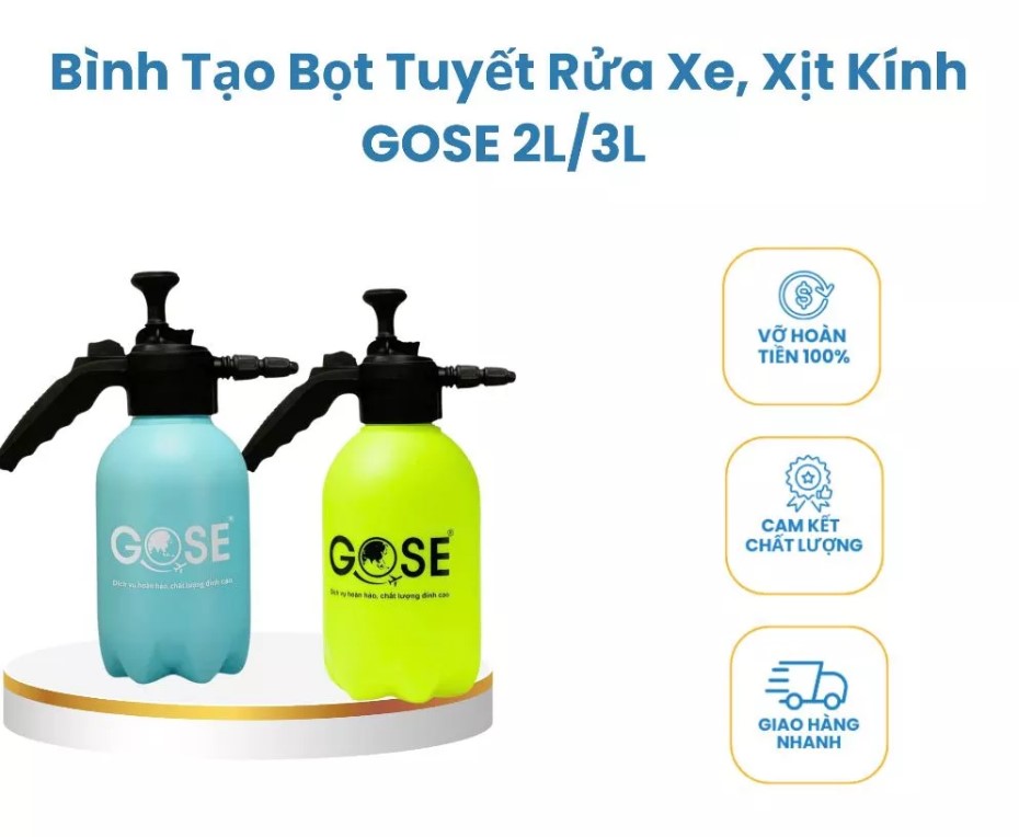 Bình Xịt Bọt Tuyết GOSE 2L/3L – Bình Phun Áp Suất Mạnh, Siêu Bền, Chuyên Dụng Cho Rửa Xe Ô Tô, Xe Máy