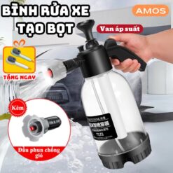 Bình xịt bọt tuyết rửa xe ô tô, xe máy AMOS kèm đầu phun chống gió – Bình tưới cây áp suất cầm tay 2L