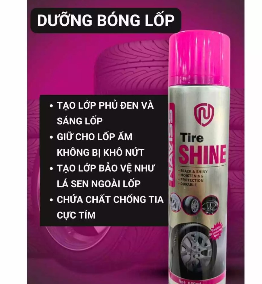 Bình Xịt Dưỡng Bóng Lốp Ô Tô Phục Hồi Nhựa Đen, Chống Bám Bụi, Kháng Nước, Bảo Vệ UV