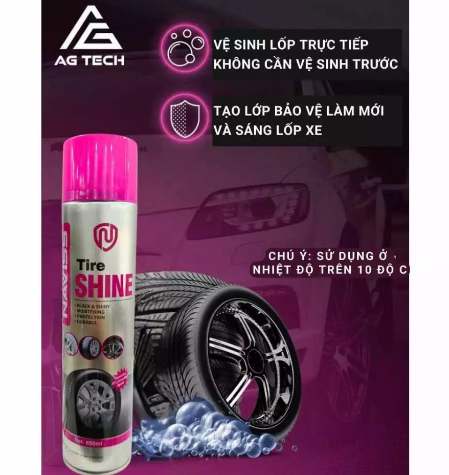 Bình Xịt Dưỡng Bóng Lốp Ô Tô Phục Hồi Nhựa Đen, Chống Bám Bụi, Kháng Nước, Bảo Vệ UV