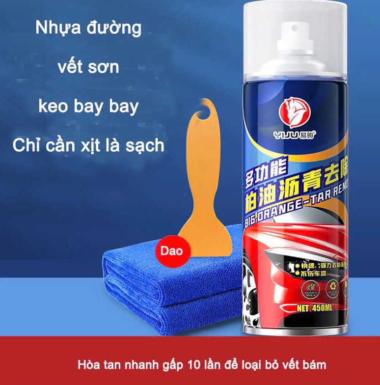 Bình Xịt Loại Bỏ Vết Nhựa Đường – Vết Sơn – Vết Bẩn Bám Trên Ô tô (450ml)