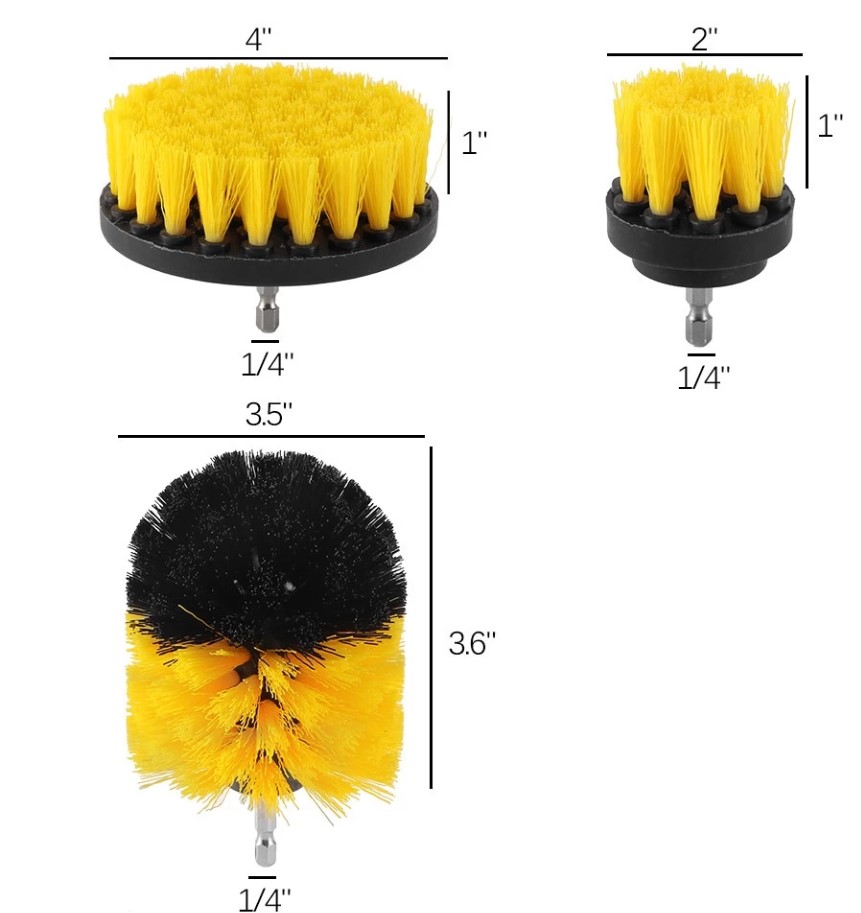 Bộ 3 Đầu Cọ Bàn Chải Gắn Máy Khoan – Phụ Kiện Chà Rửa Xe & Vệ Sinh Nhà Tắm