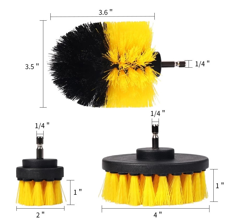 Bộ 3 Đầu Cọ Bàn Chải Gắn Máy Khoan – Phụ Kiện Chà Rửa Xe & Vệ Sinh Nhà Tắm