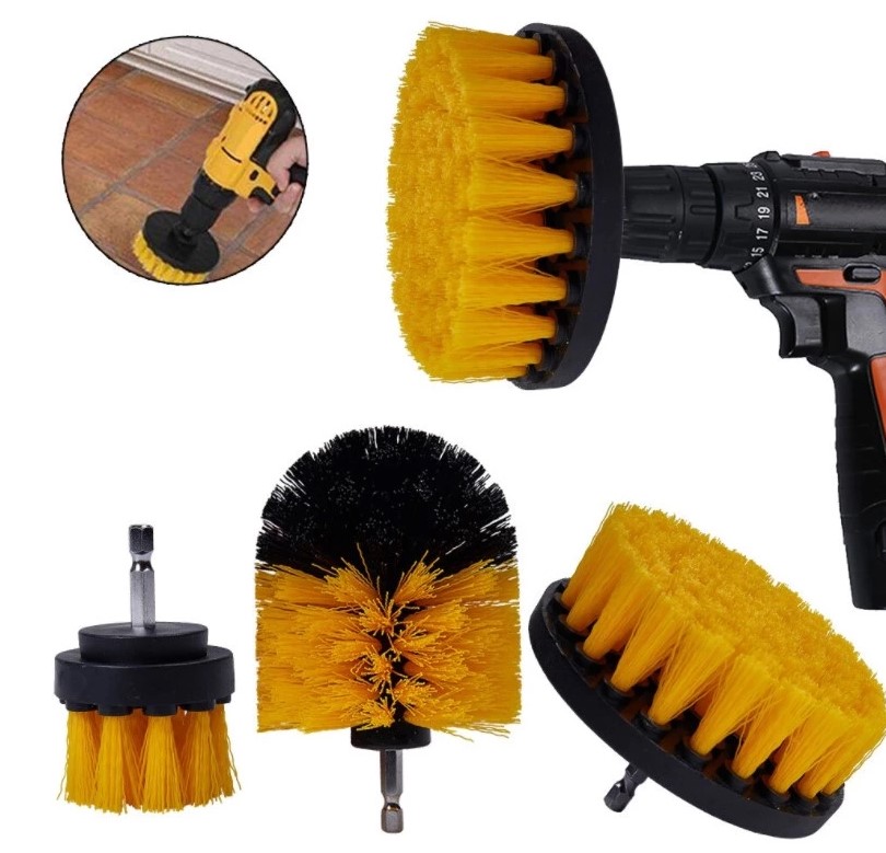Bộ 3 Đầu Cọ Bàn Chải Gắn Máy Khoan – Phụ Kiện Chà Rửa Xe & Vệ Sinh Nhà Tắm