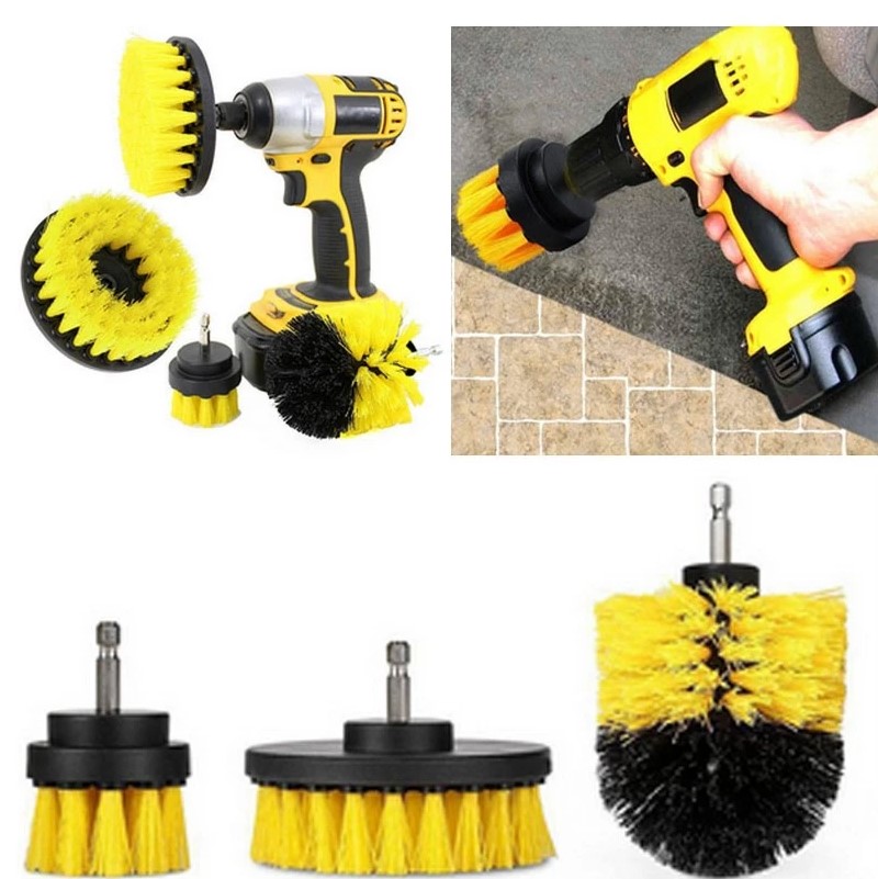 Bộ 3 Đầu Cọ Bàn Chải Gắn Máy Khoan – Phụ Kiện Chà Rửa Xe & Vệ Sinh Nhà Tắm
