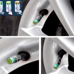 Bộ 4 Nắp Van Cảnh Báo Áp Suất Lốp 3 Màu, Đồng Hồ Đo Áp Suất Thu Nhỏ Cho Ô Tô & Xe Máy