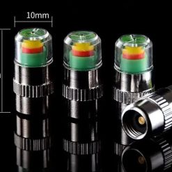 Bộ 4 Nắp Van Cảnh Báo Áp Suất Lốp 3 Màu, Đồng Hồ Đo Áp Suất Thu Nhỏ Cho Ô Tô & Xe Máy