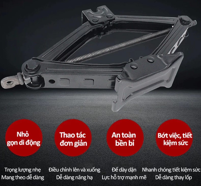 Bộ Kích Gầm Ô Tô Đa Năng – Dụng Cụ Thay Lốp Xe Hơi Có Đòn Bẩy Nâng Gầm Dễ Dàng, Tải Trọng 1.5 – 2.5 Tấn