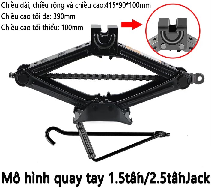 Bộ Kích Gầm Ô Tô Đa Năng – Dụng Cụ Thay Lốp Xe Hơi Có Đòn Bẩy Nâng Gầm Dễ Dàng, Tải Trọng 1.5 – 2.5 Tấn