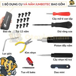 Bộ Vá Nấm Lốp Không Ruột JUMBOTEC – 10 Món Cao Cấp Kèm Túi Da, Vá Lốp Ô Tô, Xe Máy, Không Cần Tháo Lốp