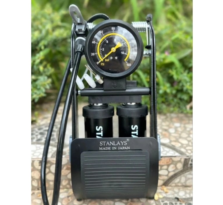 Bơm 2 Xi Lanh Đa Năng Siêu Khỏe Bơm Ô Tô, Xe Máy, Xe Đạp – Bơm Nhanh, Áp Suất Cao