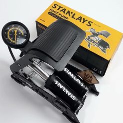 Bơm Đạp Chân 2 Xilanh Cao Cấp Cho Xe Máy & Xe Đạp, Lực Bơm Mạnh, Hiển Thị Áp Suất