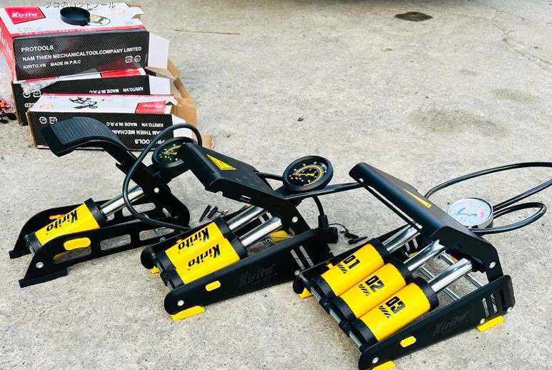 Bơm Đạp Chân Cho Xe Đạp, Xe Máy, Ô Tô Kirito Japan Cao Cấp 3 Xilanh Siêu Nén