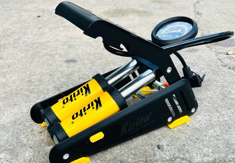 Bơm Đạp Chân Cho Xe Đạp, Xe Máy, Ô Tô Kirito Japan Cao Cấp 3 Xilanh Siêu Nén