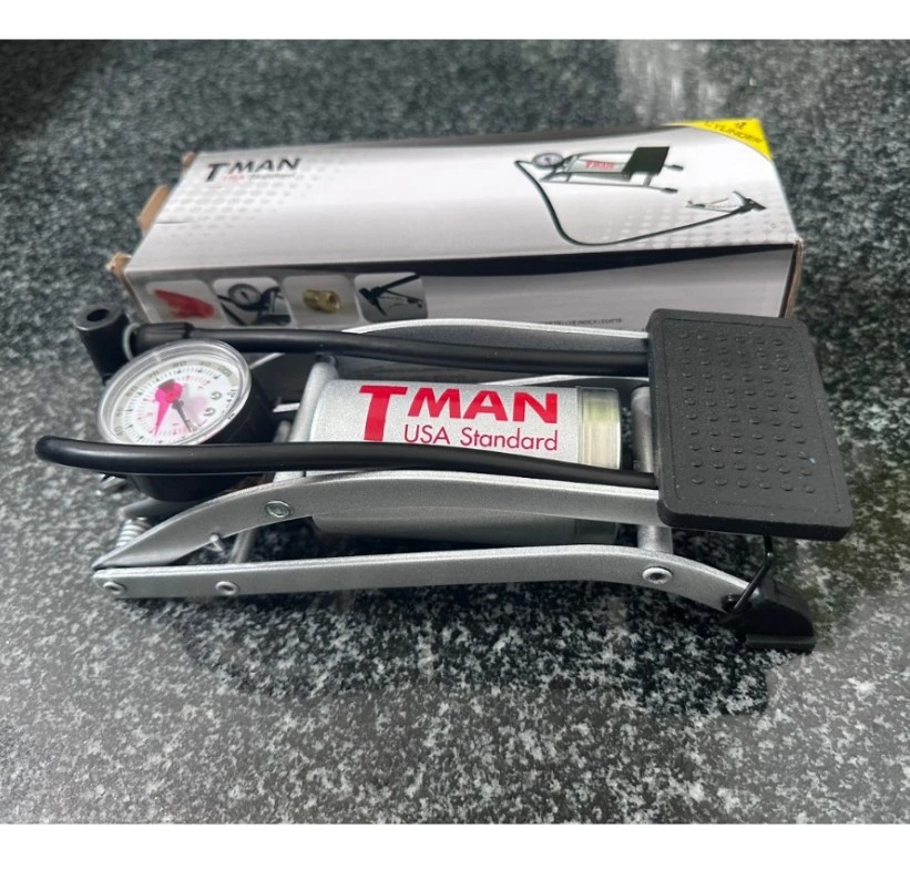 Bơm Đạp Chân Cho Xe Đạp, Xe Máy Xám Tman USA